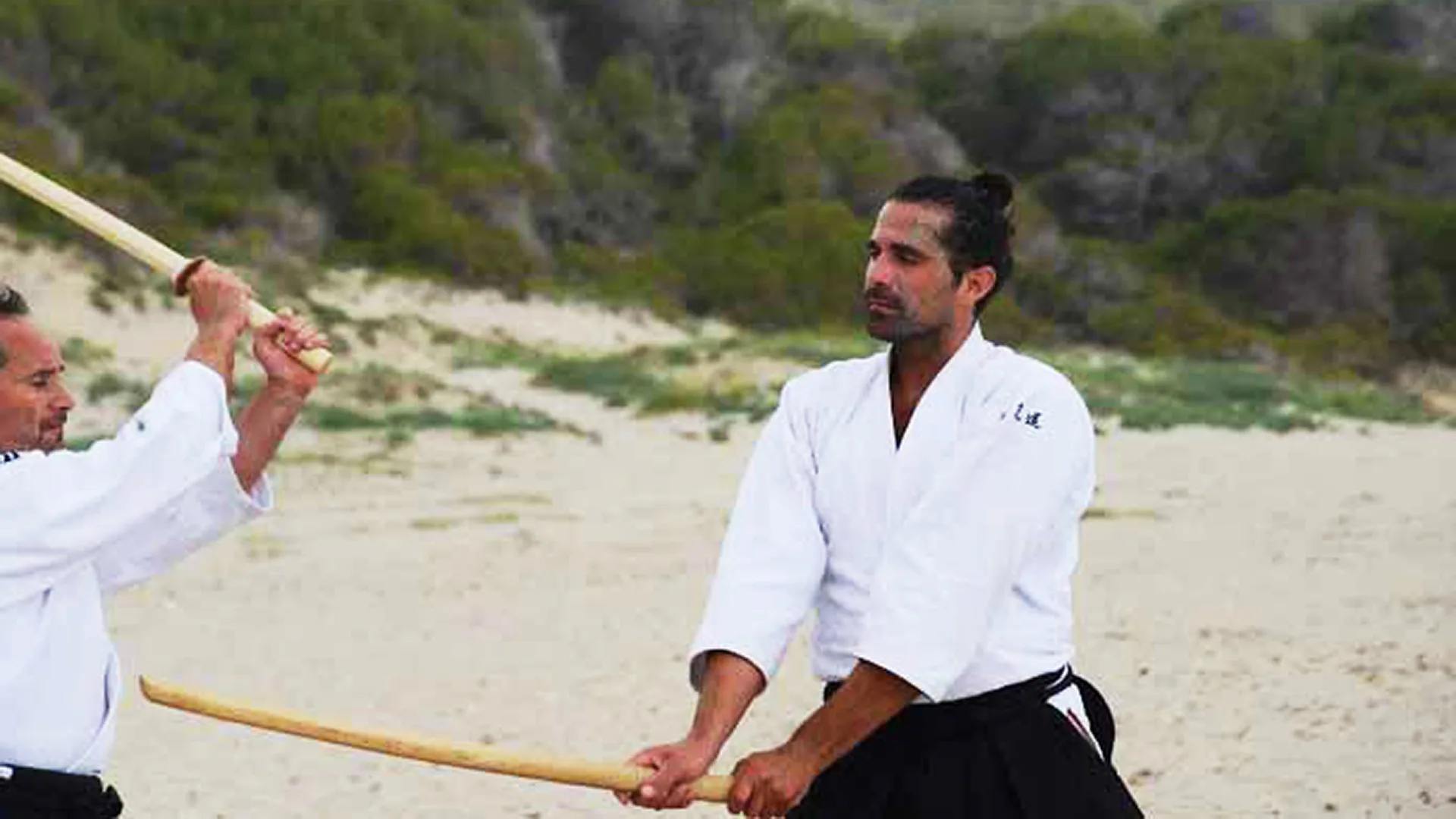 Pratique du bokken en extérieur – ici ou ailleurs les mêmes principes sont travaillés.