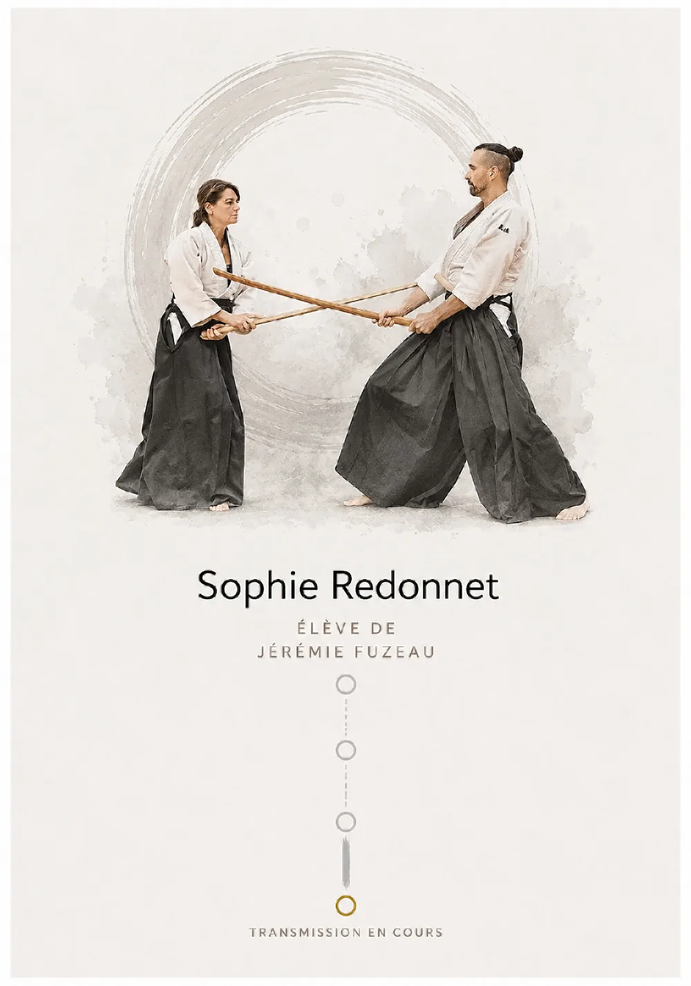 Sophie Redonnet, élève de Jérémie Fuzeau, pratique le bokken dans la continuité de la filiation traditionnelle.