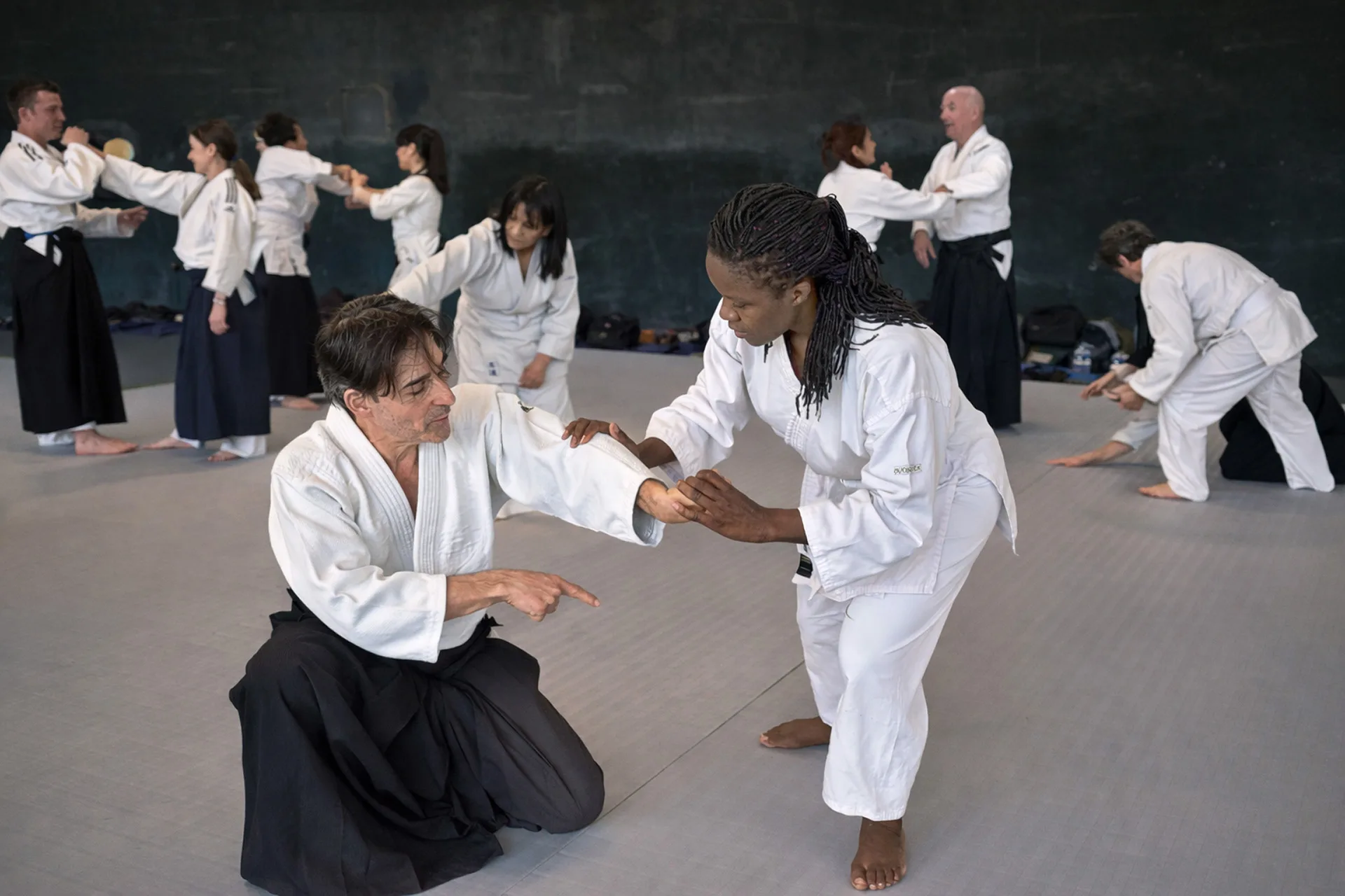 Cours d'aïkido traditionnel pour débutants et pratiquants confirmés, apprentissage progressif dans un dojo accueillant.